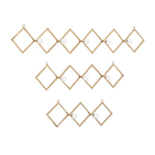 Set of 3 Gold Metal Glam Wall Hook, 17", 22", 33"